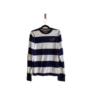 Hollister navy striped long sleeved crew neck top
